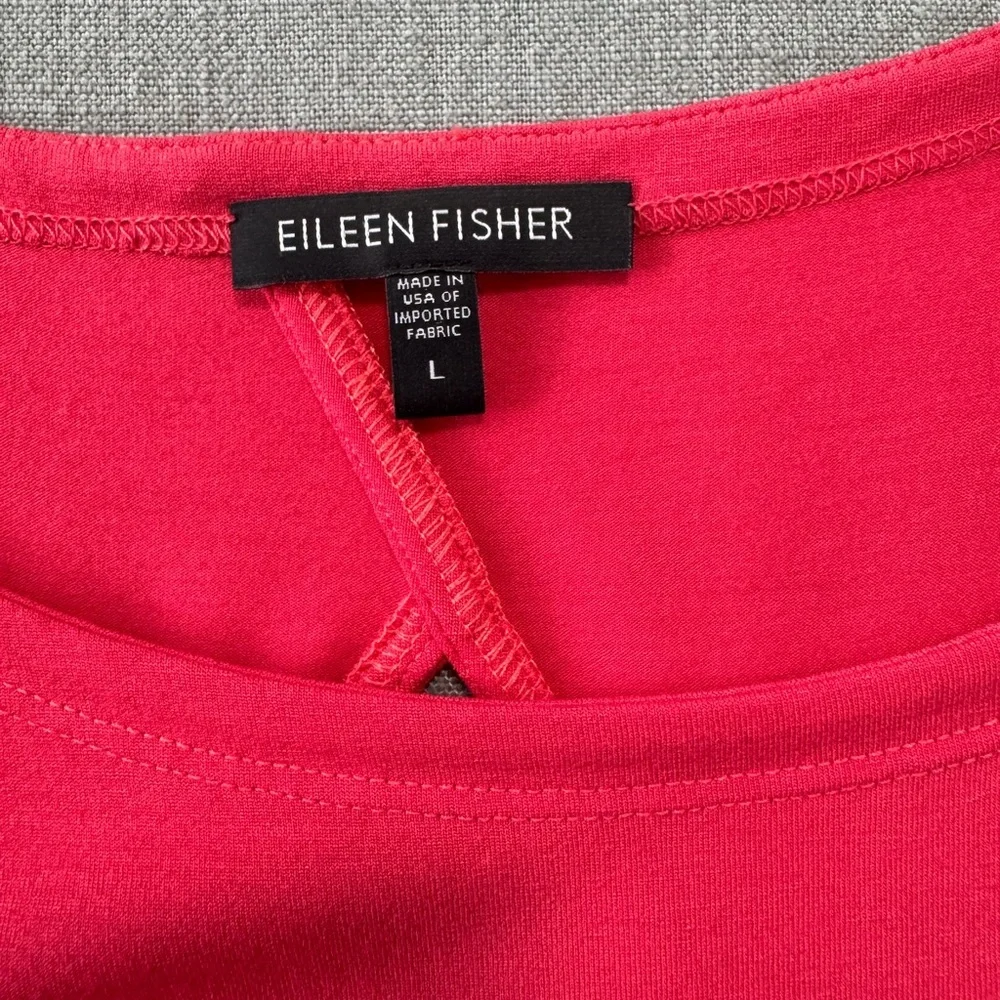 EILEEN FISHER PINK CORAL LANTERN CUT OUT JERSEY DRESS SZ L - Picture 4 of 8